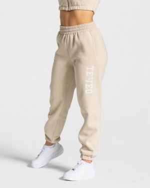 Beige Women's Teveo College Oversized Jogger | 0512-EPYBQ