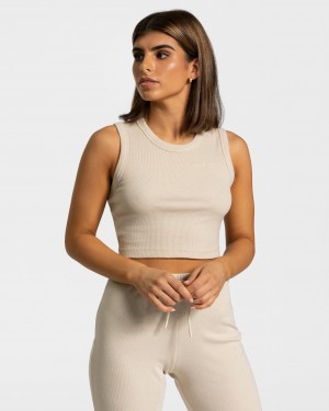 Beige Women's Teveo Lounge Crop Tops | 9465-UMRDZ