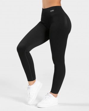 Black Women's Teveo Elegant Scrunch Leggings | 3184-ZYHPV