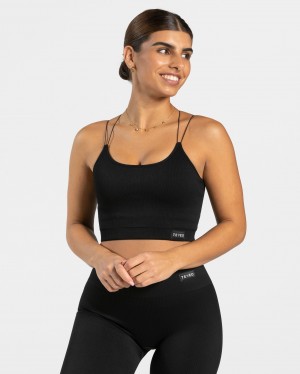 Black Women's Teveo Elegant Strap Tops | 2136-YCZUW