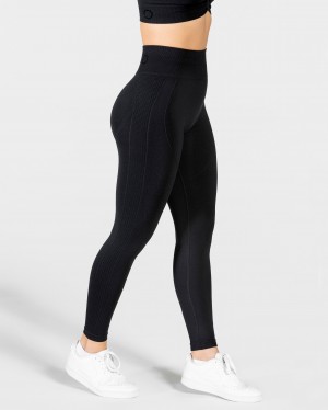 Black Women's Teveo Focus Scrunch Leggings | 0124-YDLOZ