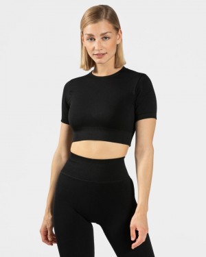 Black Women's Teveo Sensation Crop Tops | 0417-EPUWI