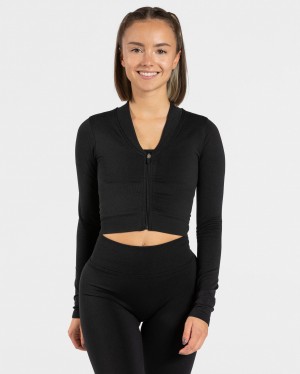 Black Women's Teveo Statement Zip Jackets | 4352-VSHLM