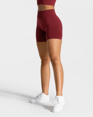 Burgundy Red Women's Teveo Timeless Scrunch Shorts | 8137-APZYF