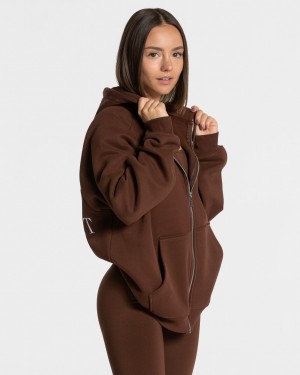 Coffee Women's Teveo Statement Oversized Jackets | 7612-TJDCK