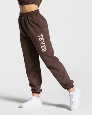 Dark Brown Women's Teveo College Oversized Jogger | 8726-RNKXC