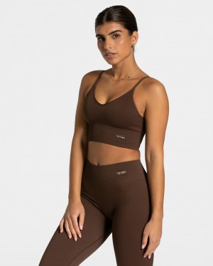 Dark Brown Women's Teveo Elegant Cross Tops | 2530-RXAIN