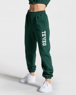 Dark Green Women's Teveo College Oversized Jogger | 3916-ATJIU