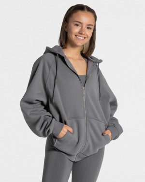 Deep Grey Women's Teveo Statement Oversized Jackets | 8261-BEMCD