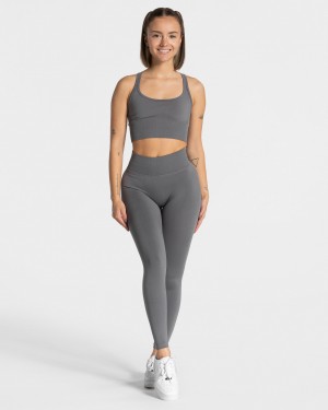 Deep Grey Women's Teveo Statement Scrunch Leggings | 4396-TFJUP