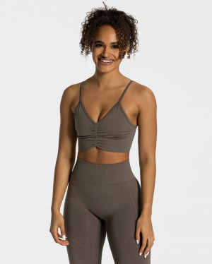 Grey Brown Women's Teveo Focus Bras | 4795-OWIXV