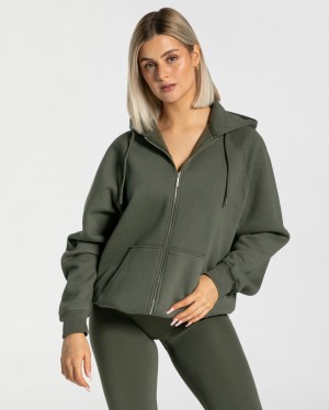 Khaki Women's Teveo Statement Oversized Jackets | 2489-GQWHA