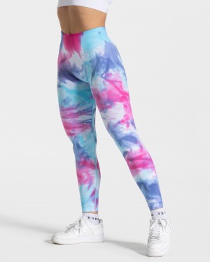 Multicolor Women's Teveo Tie Dye Scrunch Leggings | 6983-WETFJ