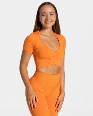 Orange Women's Teveo Focus Crop Tops | 2643-YBWQP