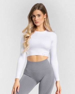 White Women's Teveo Power Longsleeve Tops | 4031-GNVOY