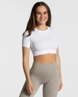 White Women's Teveo Sensation Crop Tops | 2381-OWXBK