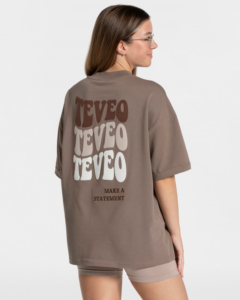 Beige Women\'s Teveo Candy Oversized T Shirts | 4175-HVGZI