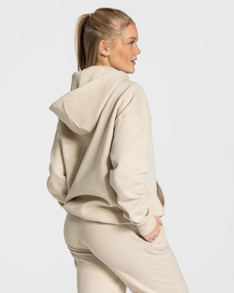 Beige Women's Teveo College Oversized Hoodie | 9165-JGLAB