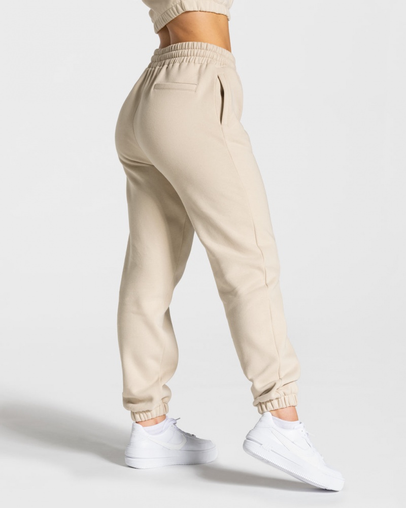 Beige Women's Teveo College Oversized Jogger | 0512-EPYBQ