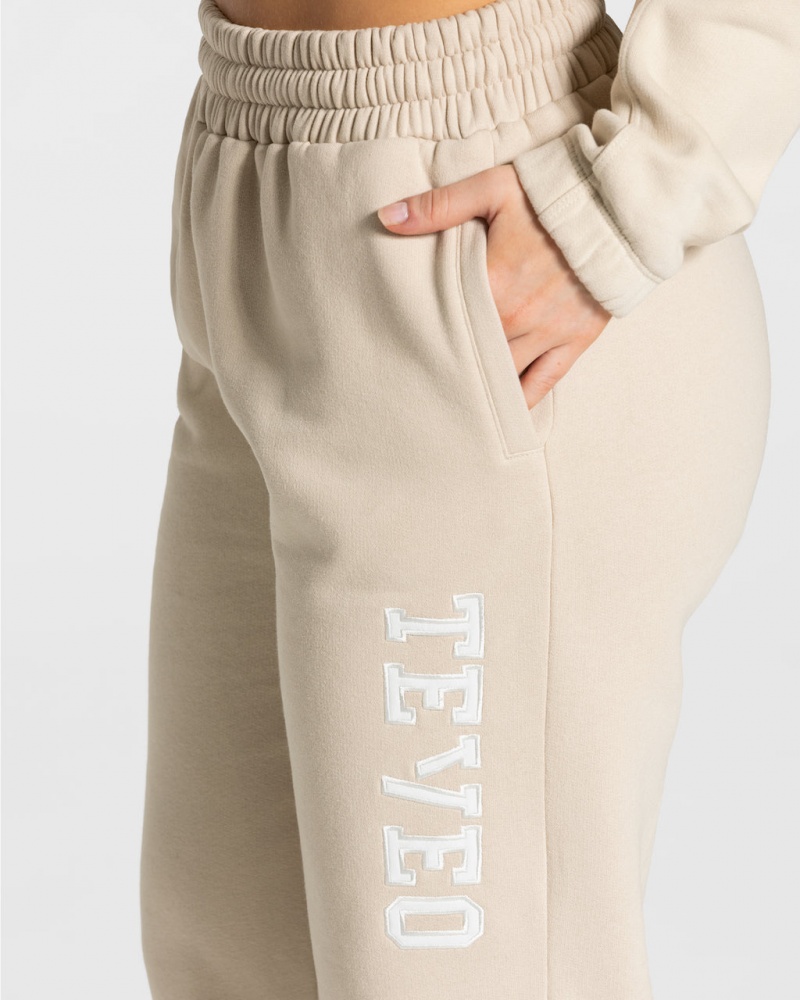 Beige Women's Teveo College Oversized Jogger | 0512-EPYBQ