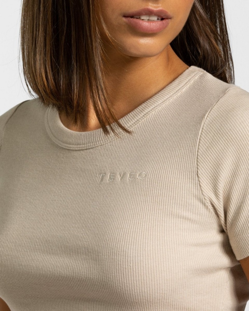 Beige Women's Teveo Lounge T Shirts | 8271-JMKYI