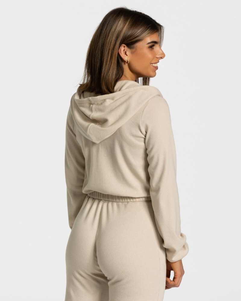 Beige Women's Teveo Lounge Zip Hoodie | 8926-TMYIC