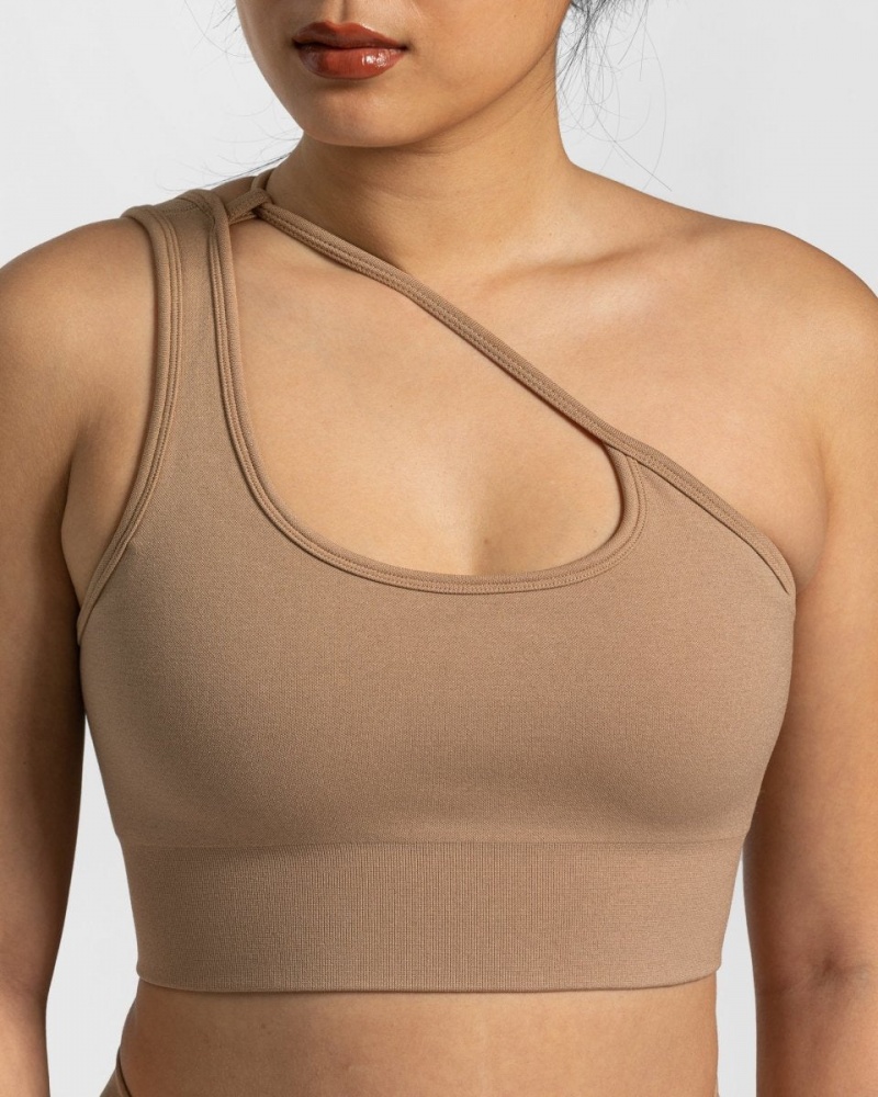 Beige Women's Teveo Sassy One Shoulder Bras | 0458-SGXVJ