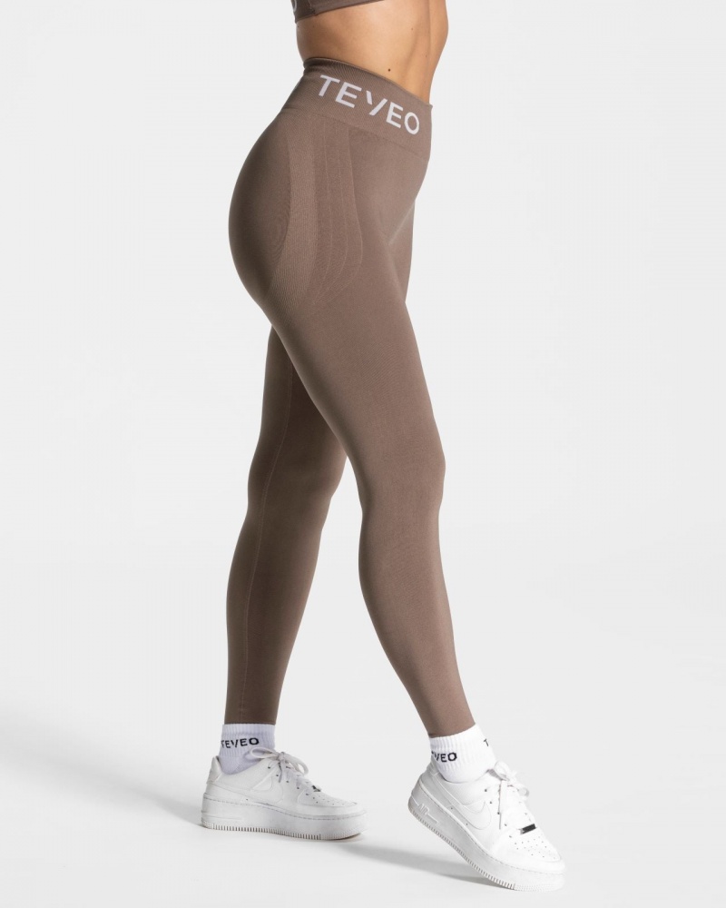 Beige Women's Teveo Signature Scrunch Leggings | 4632-SWJXF