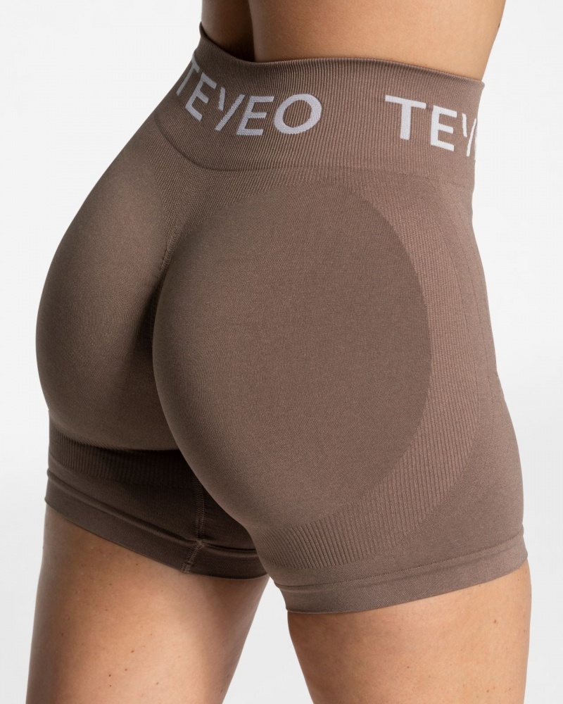 Beige Women's Teveo Signature Scrunch Shorts | 2346-GLSFA