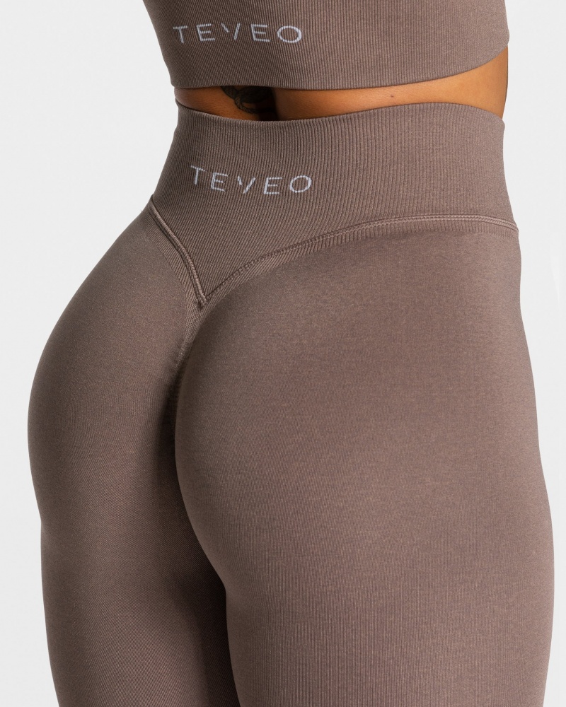 Beige Women's Teveo Statement Scrunch Leggings | 4215-RFNSO