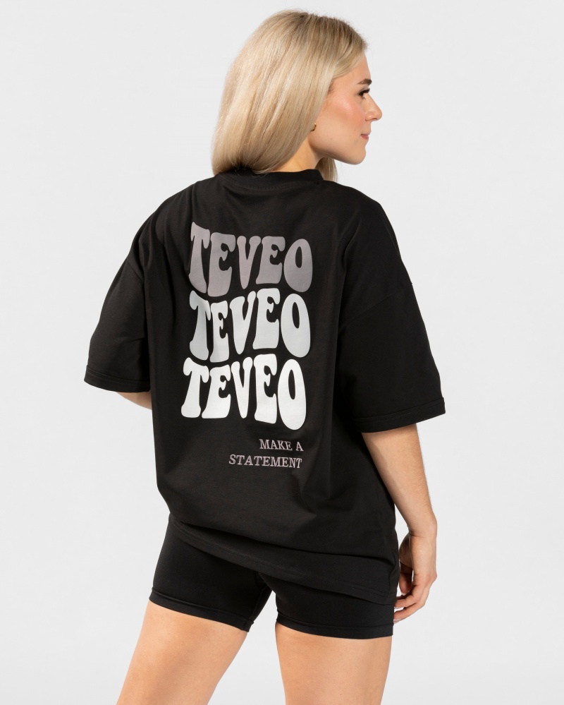 Black Women\'s Teveo Candy Oversized T Shirts | 6527-GCNBS