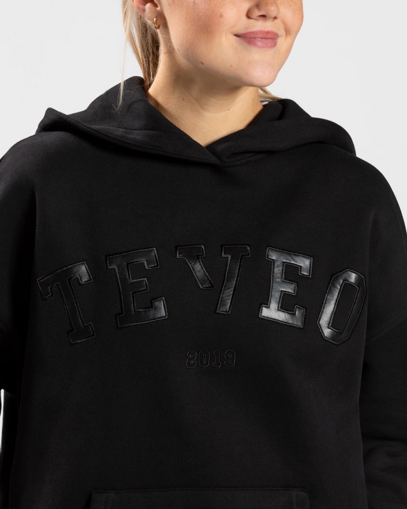 Black Women's Teveo College Oversized Hoodie | 7324-ALQTW