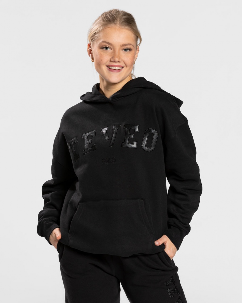 Black Women\'s Teveo College Oversized Hoodie | 7324-ALQTW