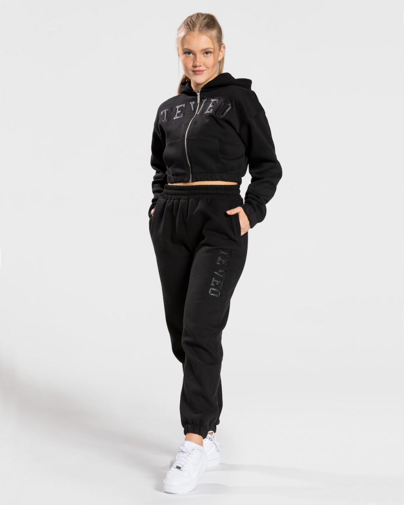 Black Women's Teveo College Zip Hoodie | 8517-CUSKN