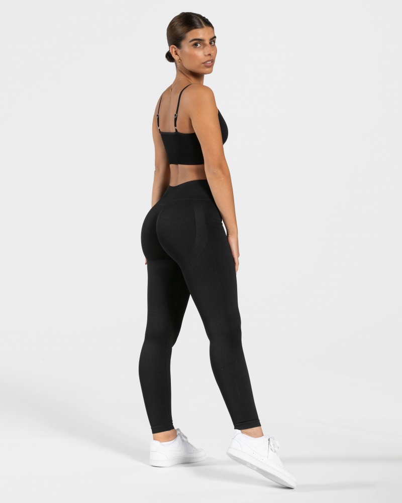 Black Women's Teveo Elegant Scrunch Leggings | 3184-ZYHPV