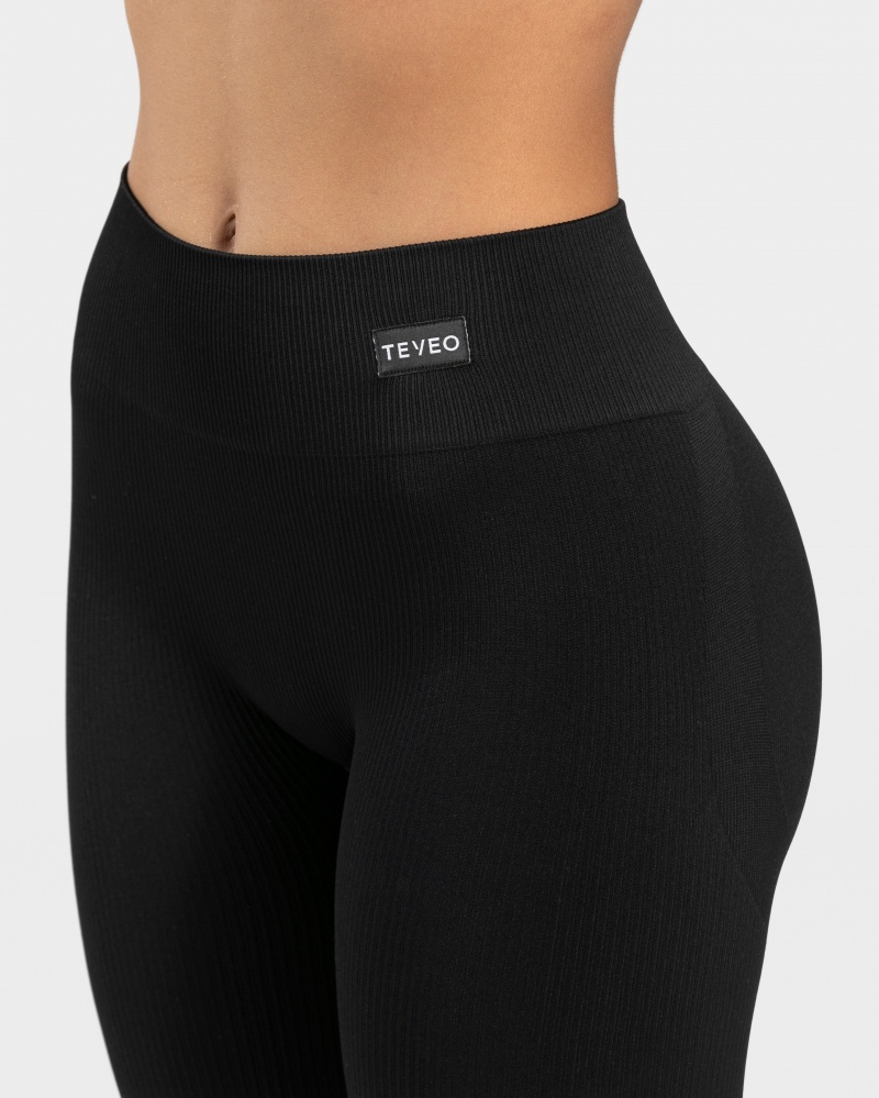 Black Women's Teveo Elegant Scrunch Leggings | 3184-ZYHPV