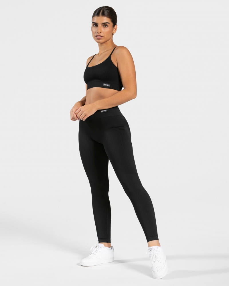 Black Women's Teveo Elegant Scrunch Leggings | 3184-ZYHPV