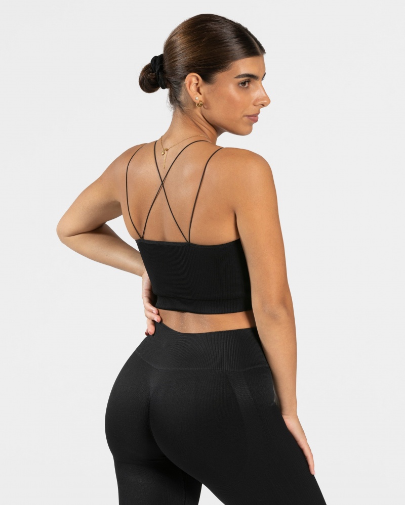 Black Women's Teveo Elegant Strap Tops | 2136-YCZUW