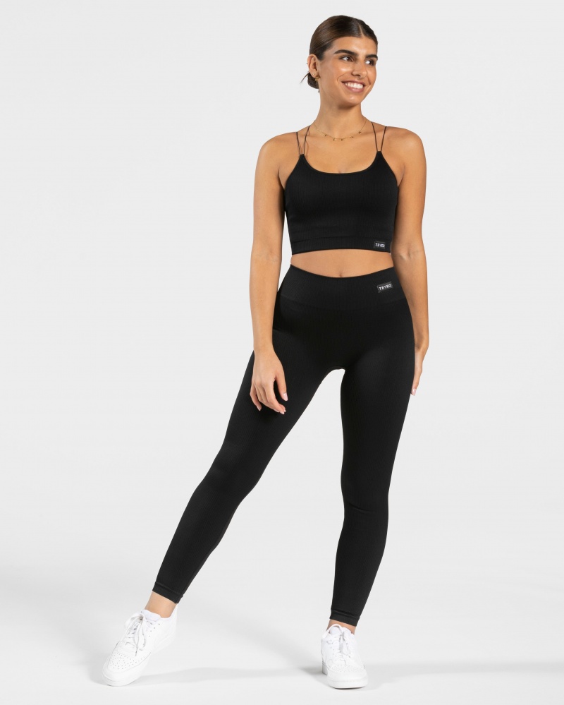 Black Women's Teveo Elegant Strap Tops | 2136-YCZUW