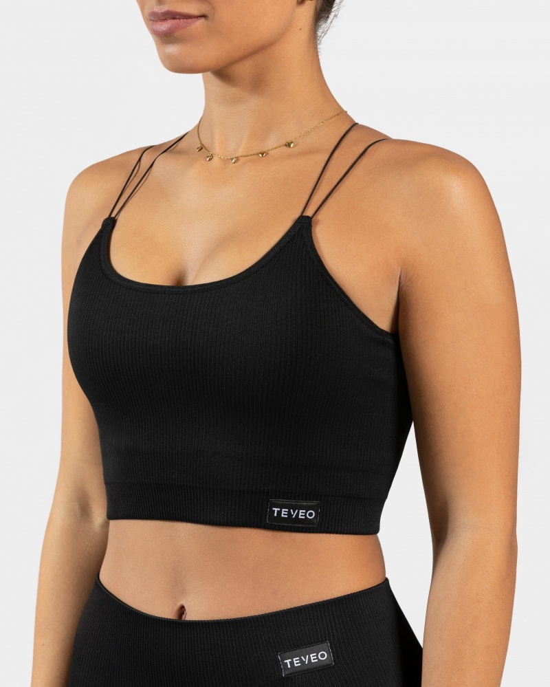 Black Women's Teveo Elegant Strap Tops | 2136-YCZUW