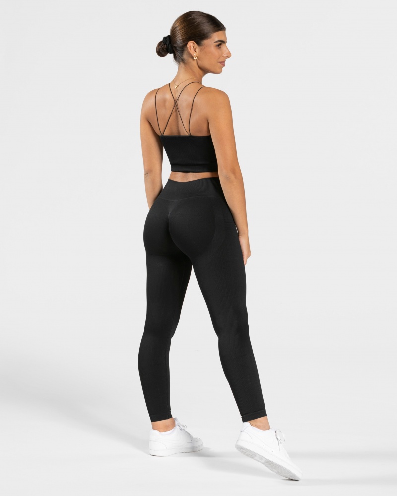 Black Women's Teveo Elegant Strap Tops | 2136-YCZUW