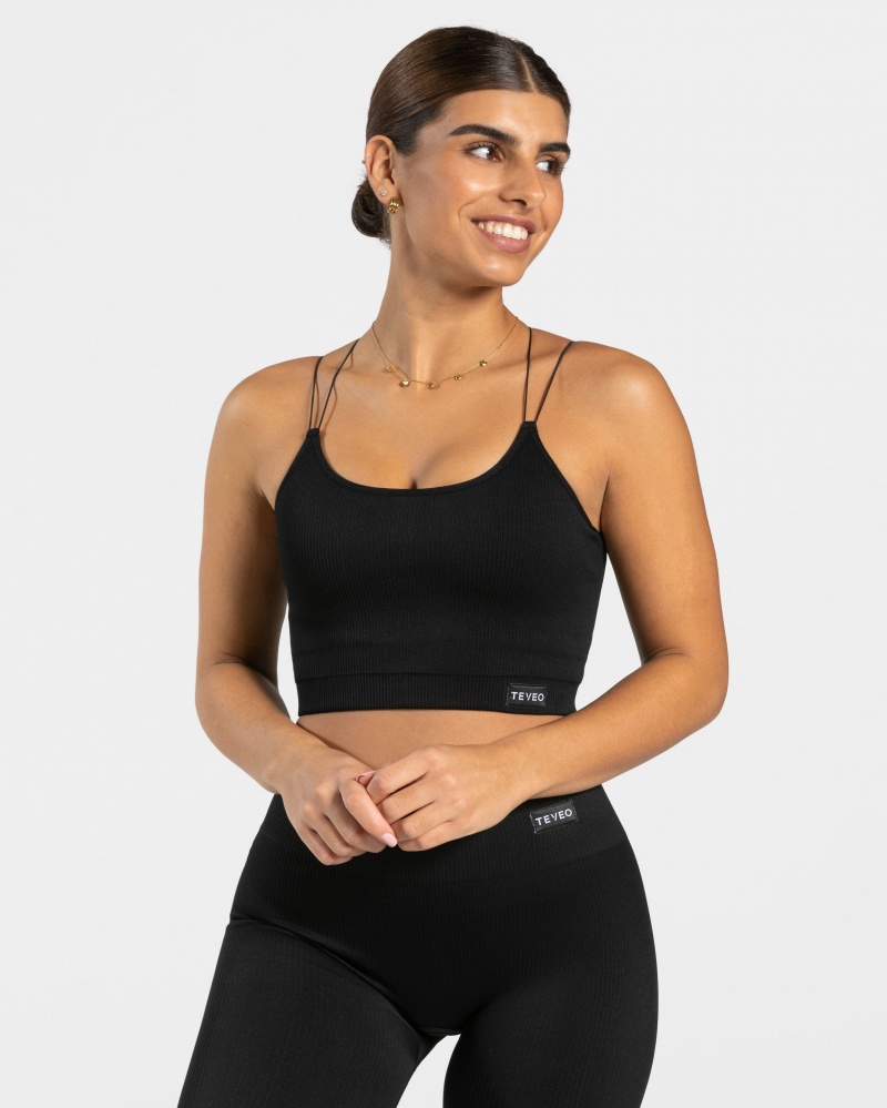 Black Women\'s Teveo Elegant Strap Tops | 2136-YCZUW