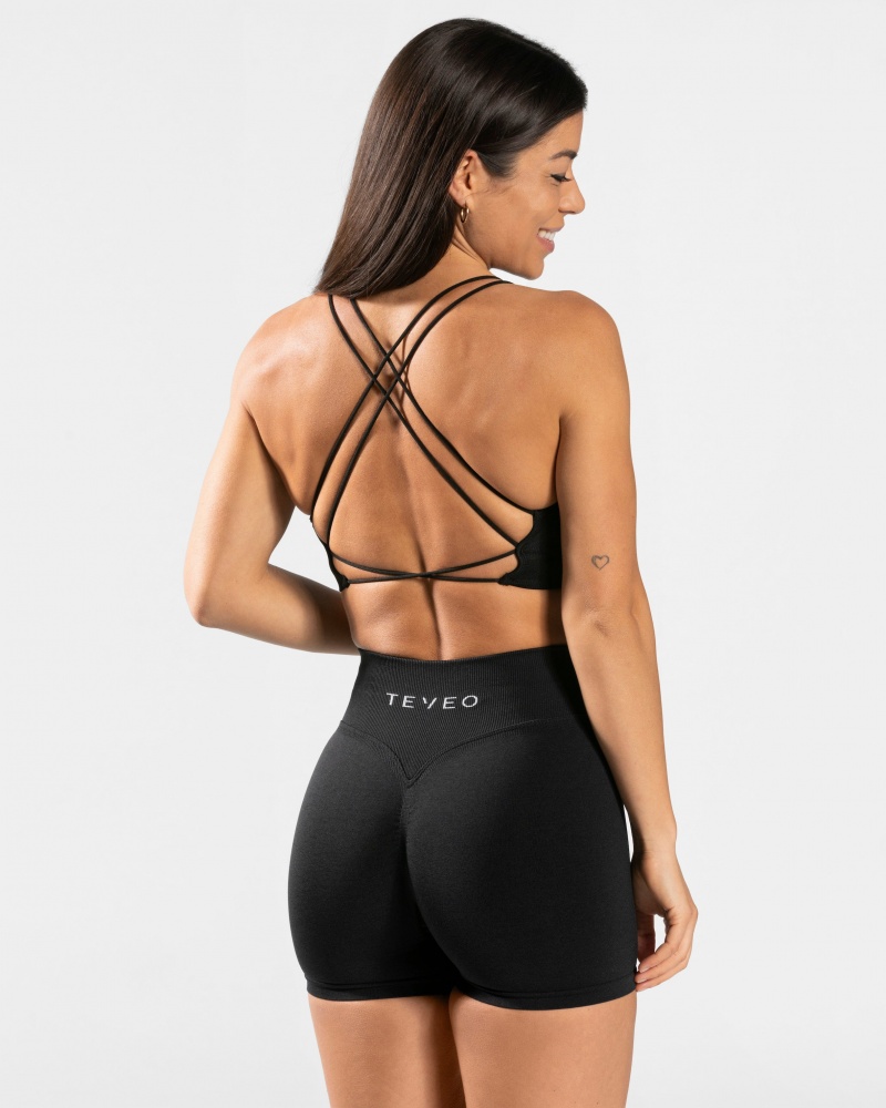 Black Women's Teveo Everyday Backless Tops | 6824-JWPHR