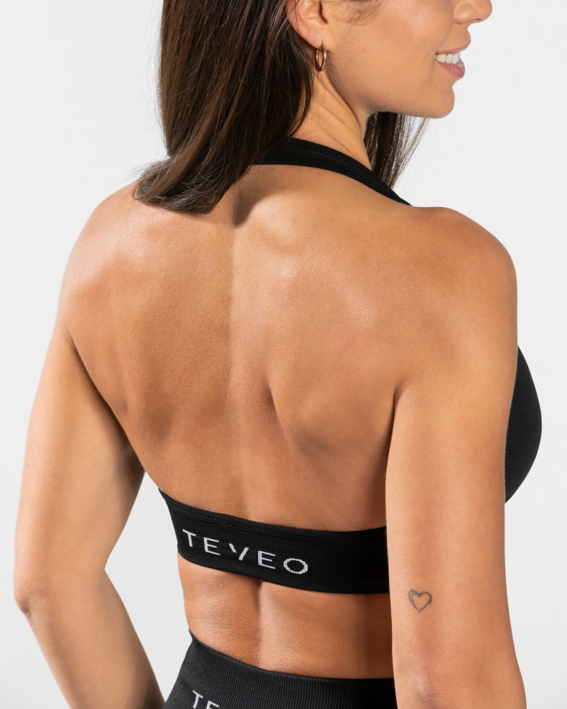 Black Women's Teveo Everyday Neckholder Bras | 3820-VXDPO