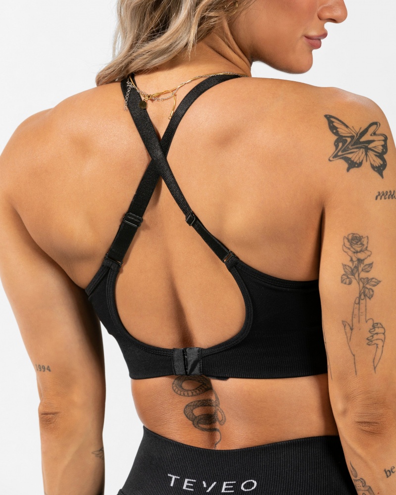 Black Women's Teveo Everyday Support Bras | 7438-XOEKD