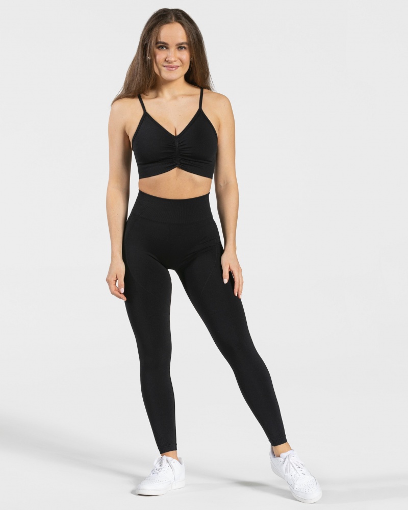 Black Women's Teveo Focus Scrunch Leggings | 0124-YDLOZ