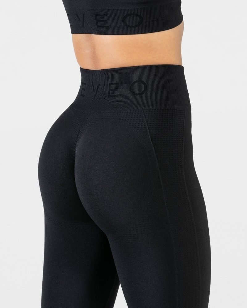 Black Women's Teveo Focus Scrunch Leggings | 0124-YDLOZ