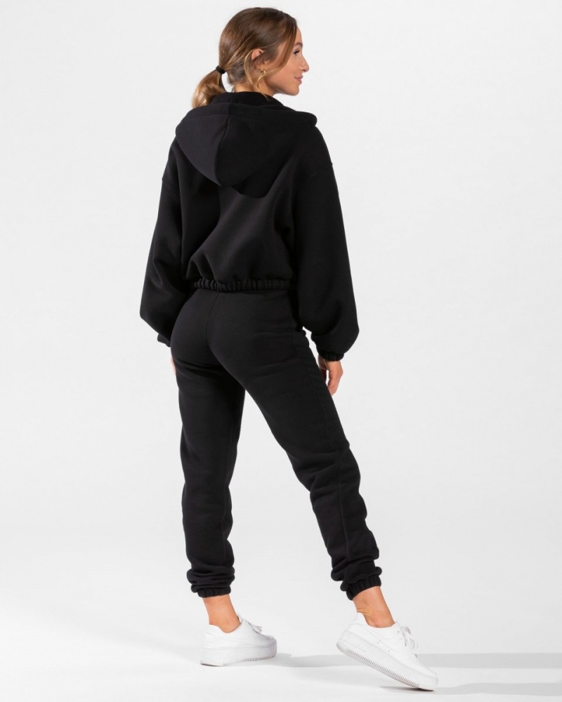 Black Women's Teveo Iconic Oversized Zip Hoodie | 5408-SNPZA