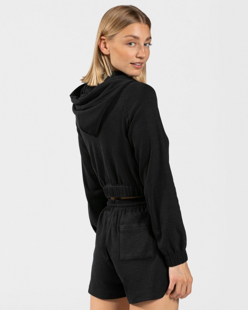 Black Women's Teveo Lounge Zip Hoodie | 3187-HKUWP