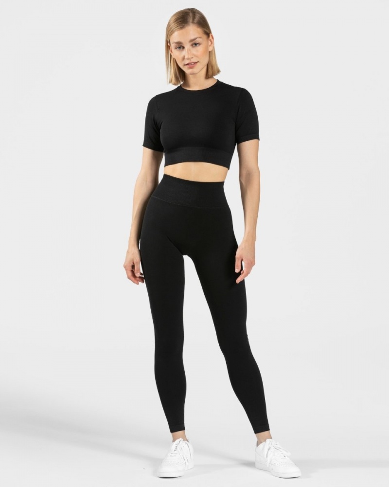 Black Women's Teveo Sensation Crop Tops | 0417-EPUWI